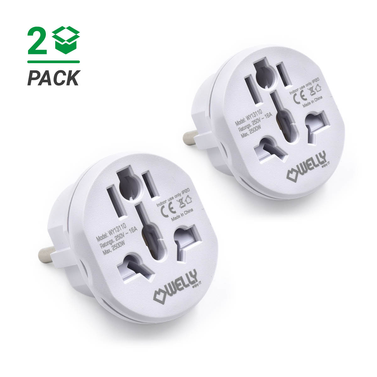 European Plug Adapter Set - For all of Europe Outlet including the UK - 6  pack US to EU handy Plug Adapters